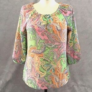 Chaps Paisley Floral Off The Shoulder Polyester Blouse